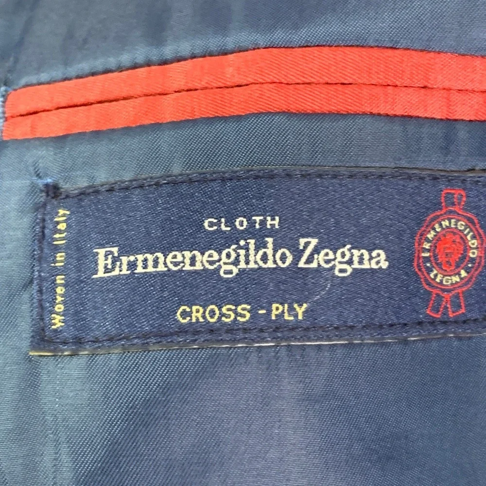 Ermenegildo Zegna Blazer Jacket Men 50R Silk Flax Blue Windowpane Sport Coat - Picture 7 of 16